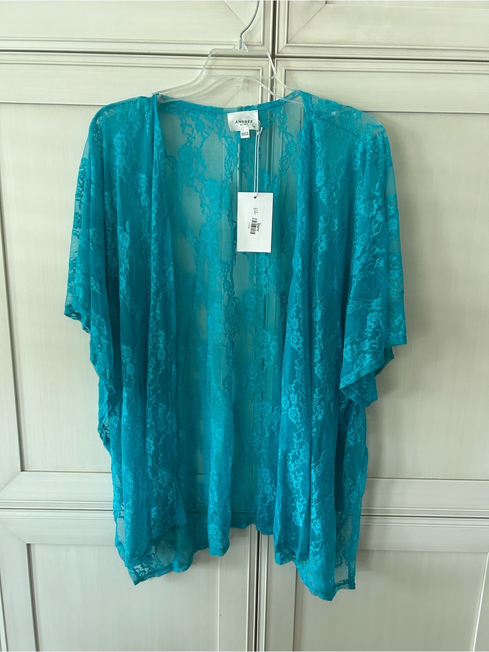 ANDREE BY UNIT Turquoise Lace Sheer Kimono